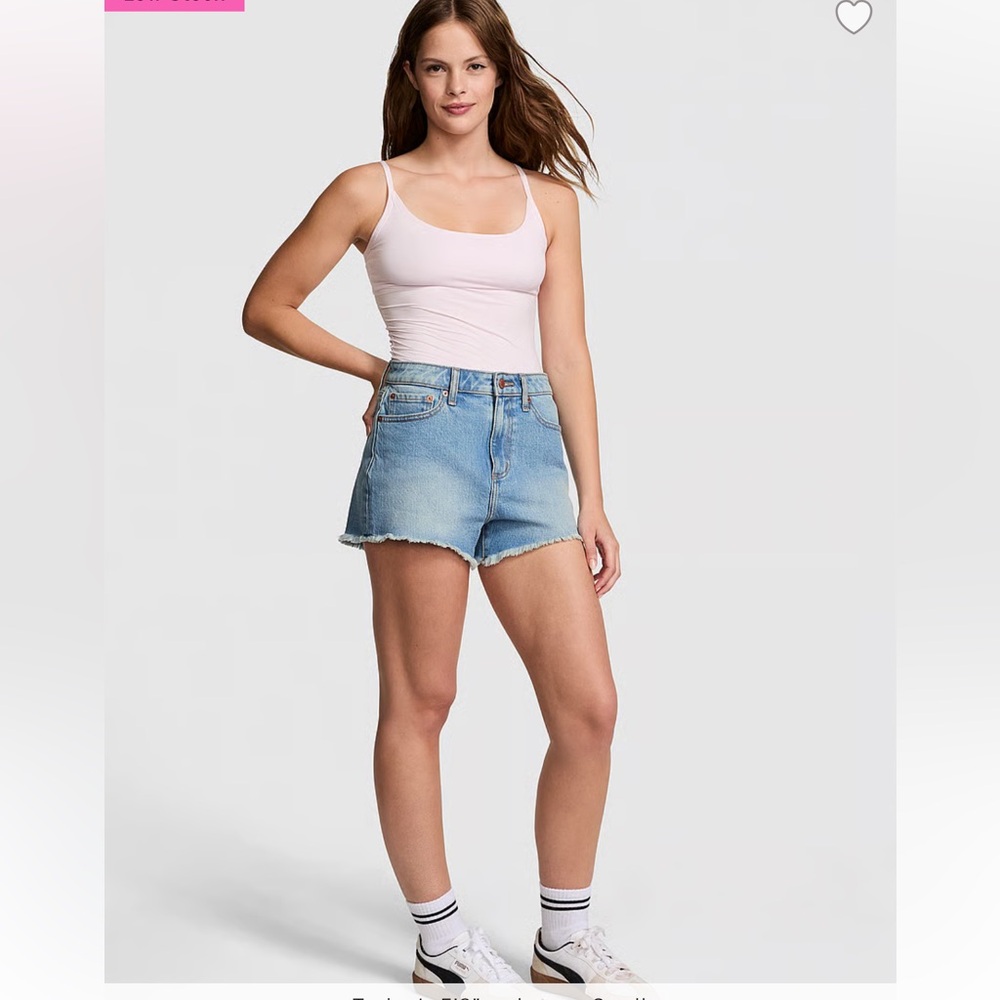 NWT-PINK Victoria's Secret Denim Frayed Hem Shorts
